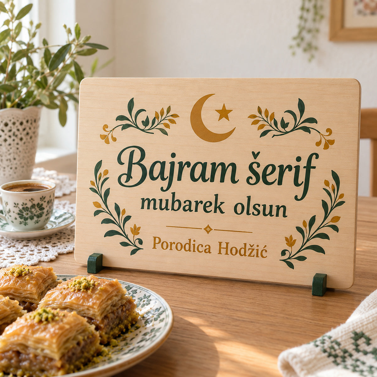 Tabla Bajram šerif mubarek olsun sa prezimenom