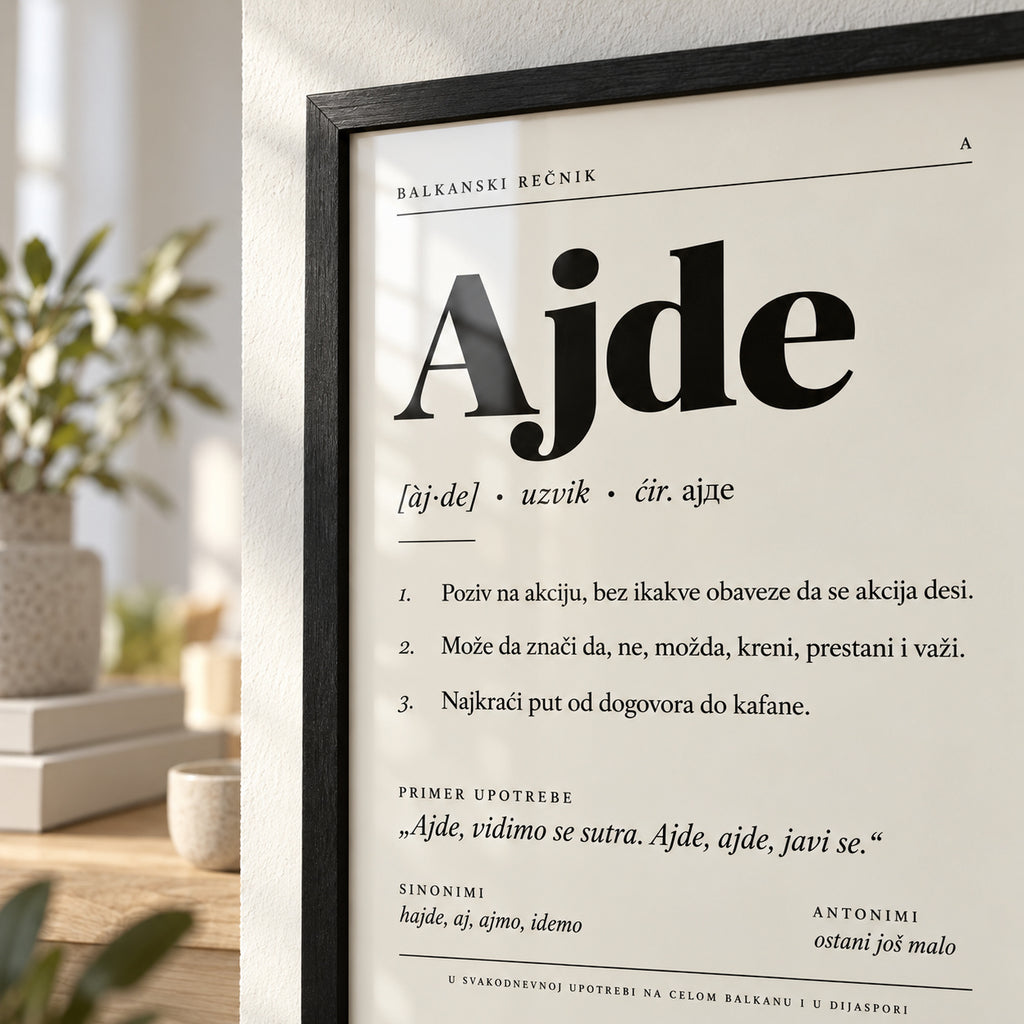 Poster Balkanski rečnik, reč Ajde, detalj rama