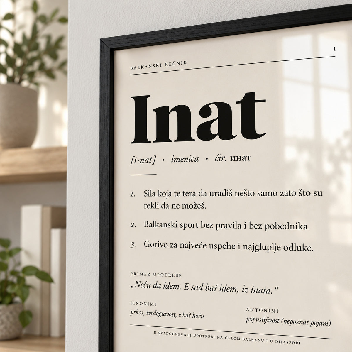 Poster Balkanski rečnik, reč Inat, detalj rama
