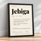 Poster Balkanski rečnik, reč Jebiga, naslonjen na zid