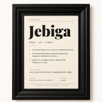 Poster Balkanski rečnik, reč Jebiga, u crnom ramu
