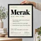 Poster Balkanski rečnik, reč Merak, u ruci